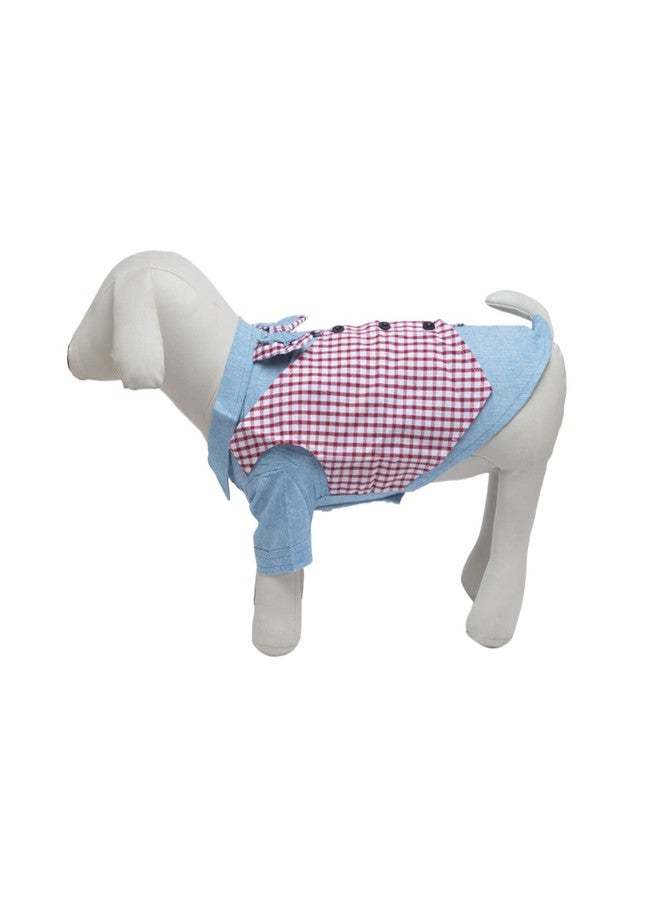 Lulala Classical Dog Tuxedo Shirt - Formal Wedding Suit with Bow Tie & Inbuilt Cottie, Pet Prince Costume Outfit for Small Dogs Cats (14Inch, Red-SkyBlue) - Image 5